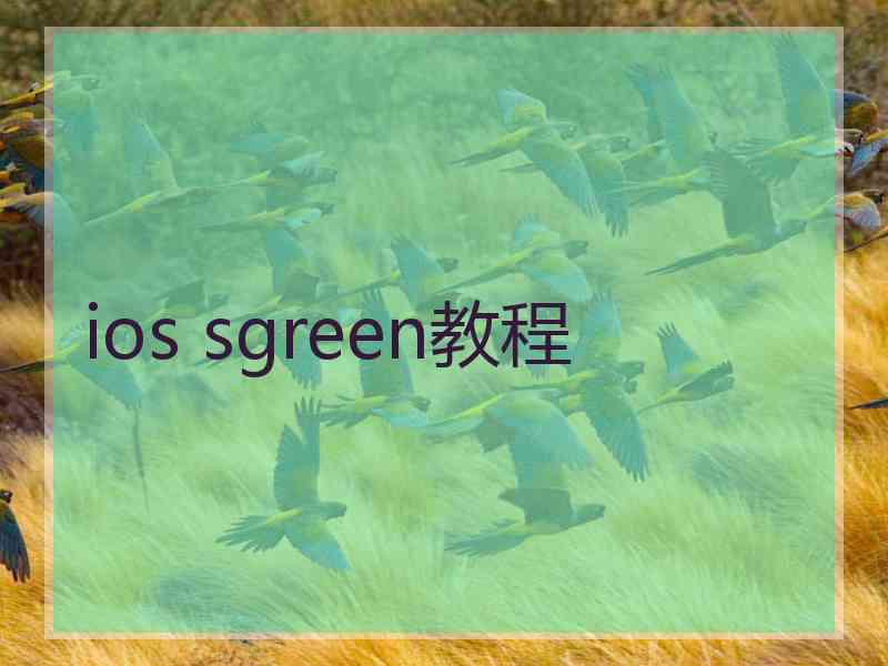 ios sgreen教程