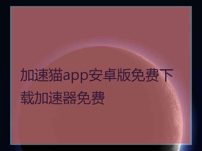 加速猫app安卓版免费下载加速器免费