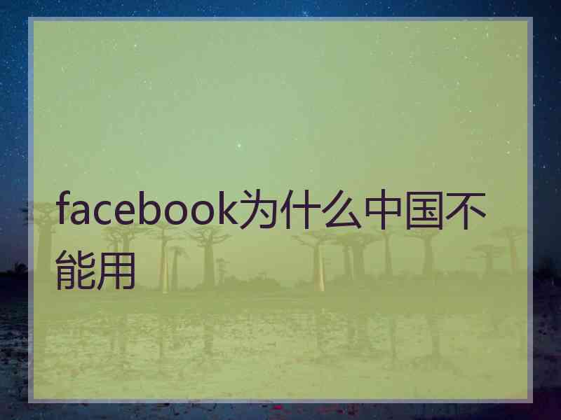 facebook为什么中国不能用