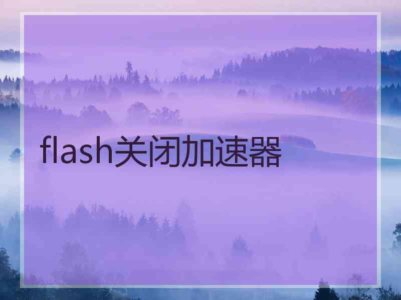 flash关闭加速器