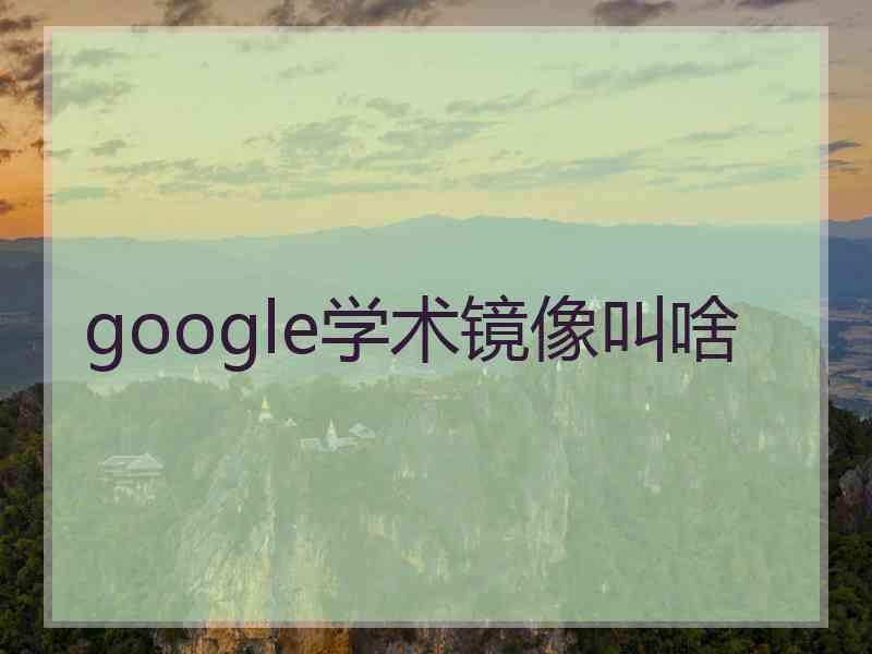 google学术镜像叫啥