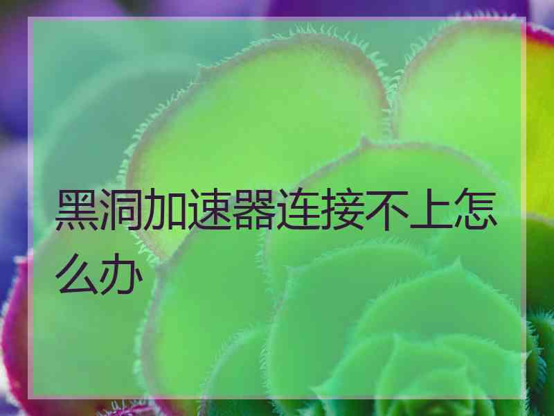 黑洞加速器连接不上怎么办