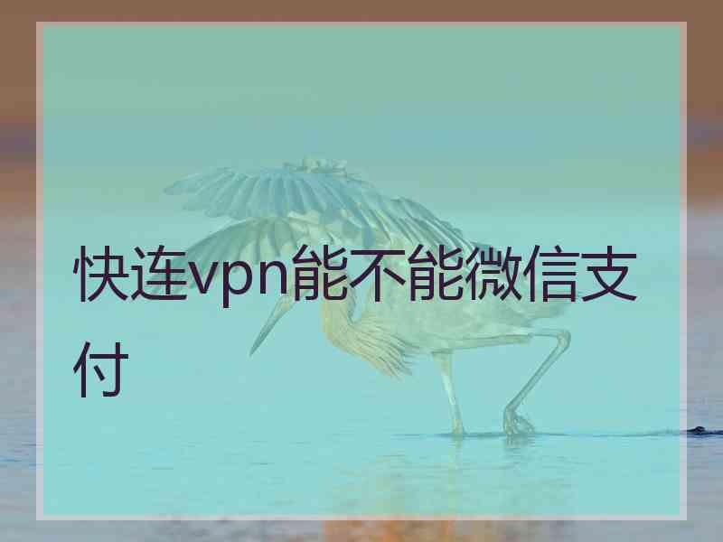 快连vpn能不能微信支付